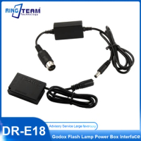 5PCS Godox Flash Lamp Box Interface Cable + DR-E18 DC Coupler DRE18 Dummy LP-E8 Battery for Canon R10 760D 800D 750D 77D 200D