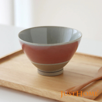 【Just Home】日本製色釉4.7吋陶瓷飯碗 線條紅(日本製瓷器 飯碗 碗盤)