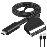 High Defination SCART to HDMI-compatible Video Converter AV Adapter for TV DVD Plug &amp; Play