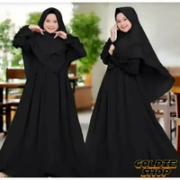 Goldie Shop Gamis Syari Anak ABG Zarina + JILBAB 10 - 13 tahun / Gamis Anak Cewek / Gamis Polos Anak