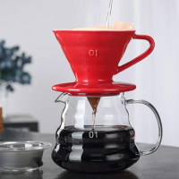 Ceramic Coffee Dripper Engine V Style Coffee Drip Filter Cup Permanent Pour Over Coffee Maker Separate Stand for 1-2/2-4 Cups