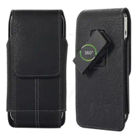 360 Belt Clip Leather Phone Case For iPhone 15 14 Pro Max Magneict Flip Card Pouch Waist Bag For Apple 13 12 11 Pro 7 8 15 Plus