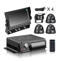 Indoor+Outdoor 2.0MP AHD Camera Car Video Recorder H.265 4CH Mobile Dvr Kits+7Inch Car Monitor+32G SD Card For Bus Truck Taxi