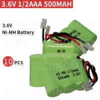 10 PCS/lot New Ni-MH 1/2AAA 3.6V 400mAh Ni MH 1/3 AAA Rechargeable Battery Pack With Plugs For Cordless Phone Free Shipping