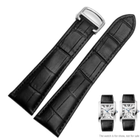 Watch Band for Cartier Tank Genuine Leather Watch Strap Men's Claire Leather Belt London Solo Mechanical Watch Accessories 25mm