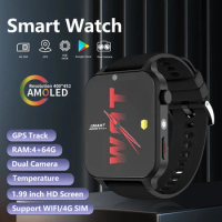 4G 64G 4G Smart Watch APP Android Dual Camera 1.99" Full Touch Screen LTE Smartwatch Men Google Play GPS WiFi With SIM Card Slot