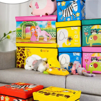 Animal Storage box Storage Stool Tempat Mainan Ukuran 30cm praktis berkualitas SB004 Biru Hijau