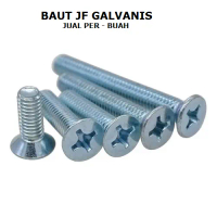 Baut Kepala Obeng Datar m 6 x 60 mm Flat Head Bolt JF Plus Baut Mesin