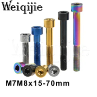 Weiqijie Titanium Bolt M7/M8x15 20 25 30 32 35 40 43 45 50 60 70mm Hexagon Screw for Bicycle Motorcycle Titanium Screw