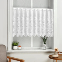 1pc Lace Floral Pattern Short Curtain,White Cute Style Valance for the Room,Window,Door Decoration,Rod Pocket