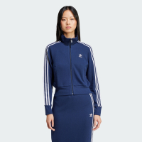 ADIDAS ORIGINALS 愛迪達 阿迪達斯 三葉草 修身 針織 女休閒外套-藍色 KNITTED TOP-JD4605