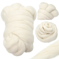 100g Natural Cream White Felting Wool Roving Needle Sewing Felting DIY Hand Spinning Doll Needlework Raw Wool Felt