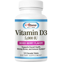 Vitamin D3 5000 IU - 120 Tablet Kunyah, Campuran Berry - Mendukung kesehatan secara keseluruhan