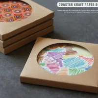 300pcs Kraft Paper Coaster Packaging Box With Window Diy Gift Boxes For Ceramic Cup Mat Mug Pad Packaging Wholesale