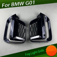 Front Fog Light Grille Suitable for BMW G01 Cerium Gery Lamp Cover 2018 2019 2020 Frame Trim Protector Exterior Cover