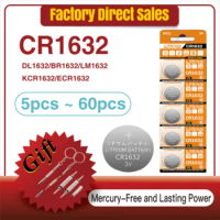 5-60Pcs 3V 125mAh CR1632 Coin Cells Batteries CR 1632 DL1632 BR1632 LM1632 ECR1632 Lithium Button Battery For Watch Remote Key