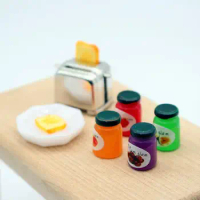 Miniature Resin Accessories Miniature Dollhouse Bread Machine Toaster Set Decorations Accessories for 1/12 Scale Dollhouse Mini
