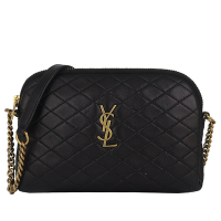 YSL GABY 黑色菱格小羊皮拉鏈小型斜背包