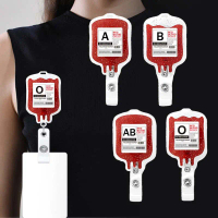 Id Card  Dokter Menyenangkan Badge Reel Acrylic Glitter Blood Type Bag Crocodile Clip Untuk Doctor/n