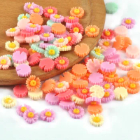 100Pcs/bag Mini Mixed Color Daisy Resin Flower Embellishments Flatback Cabochons For DIY Scrapbooking Crafts Supplies 10mm C3621