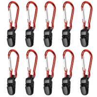 10pcs Tarp Awning Clamp Clips Tent Snaps Hangers Camping Tent Tighten Lock Grip Clamp with Carabiner for Outdoor Camping Farming