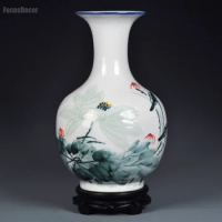 Antique Porcelain Vase Light Green Hand-painted Lotus Ceramic Vase Personalissd Decoration Gift Flower Italy Chinese Bottle Vase