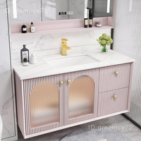 破損包賠北歐粉色陶瓷一體盆浴室櫃組合衛生間洗臉盆洗手盆輕奢洗漱臺套裝T2