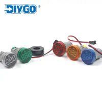 DIY GO 22mm Current Meter 0-100A AC 50-500V Frosted Round Digital Ammeter Amp Tester Meters LED Indicator Pilot Lamp Light