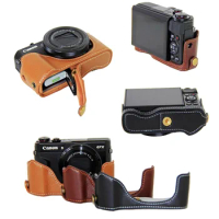 New Fashion Genuine Leather Camera Case For Canon Powershort G7X II G7X-2 G7X Mark 2 Camera Bay Half Case Bottom Cover Body