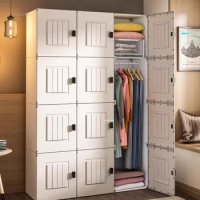Modern Home Bedroom Wardrobe Simple Assembly Clothes Wardrobes for Rental House Bedroom Furniture Plastic Multi-door Open Closet