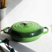 Enamel Cast Iron Pan Home Kitchen Multifunctional Pots Sets Bottom Frying Pan for Open Flame Cooking Versatile Cookware