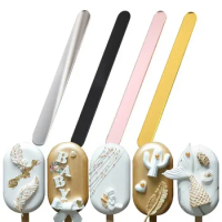 50pcs Summer DIY Acrylic Ice Cream Sticks Golden Popsicle Stick Chocoloate Mold Sticks New Year Christmas Baby Shower Kids Gift