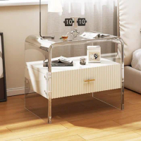 Acrylic Nightstands with Drawer Bedside Cabinet Simple Sofa Tables Side End Tables Transparent Nordic Coffee Table Furniture