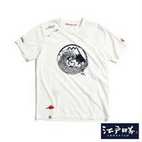 EDOKATSU江戶勝 植絨海浪富士山短袖T恤-男款 米白色 #503生日慶