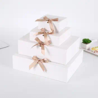 100Pcs/Lot White Kraft Paper Large Gift Box Creative Kraft Paper DIY Gift Bag White Candy Box wedding Party Supplies Wholesale