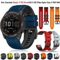 2 26MM Silicone Watch Band Straps For Garmin Fenix 7X 7 6X 6 Pro 5X 5 Plus Epix Gen 2 935 Smartwatch Easyfit Wristband Bracelet