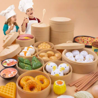 Chinese Breakfast Food Set Chinese Dim Sum Food Cooking Role Play Toys Kitchen Simulation Food Toys Girls Boys Children