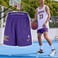【NIKE 耐吉】球褲 NBA Los Angeles Lakers 男款 紫 黃 寬鬆 洛杉磯湖人 LAL 短褲(DX9700-504)