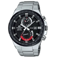 【CASIO 卡西歐】EDIFICE系列 急速飄移三眼計時賽車腕錶-黑框x銀(EFR-542DB-1AVUDF)