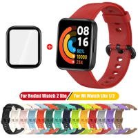 New Silicone Strap For Redmi Watch 2 Lite With Soft Glass Film Replacement Strap For Xiaomi Mi Watch Lite SmartWatch Accessories