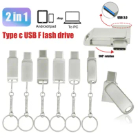 Mini Metal Dual-port Flash Drive 128GB Type-C OTG USB3.0 Flash Drive64GB Memory Stick Type C for Laptop/MacBook/Tablet/Phone