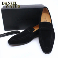 Luxury Men's Loafers Shoes Suede Leather Penny Loafer Slip On Brown Black Man Casual Shoe Office Wedding Dress Summer Shoes 2020