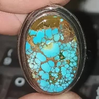 Cincin Batu Akik Natural Turquoise Pyrus Pirus Persia Iran Biru Fancy Royal Blue Lawas Urat Ceplok K