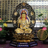 49CM large Buddhist high-grade HOME patron saint God gold gilding Avalokitesvara Guanyin buddha statue efficacious Talisman
