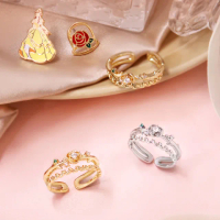 【Lotin 羅婷】美女與野獸-真心玫瑰-貝兒戒指(迪士尼、飾品、手鍊、貝兒、鎖骨鍊、戒指)