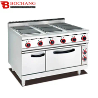 Hot Sale Stainless Steel Restaurant Cooker Commercial Electric Range With 6-Hot Plate with multi-function oven