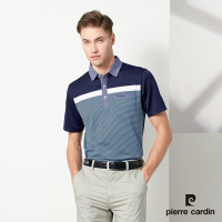 Pierre Cardin皮爾卡登 男款 吸濕排汗定位條襯衫領短袖polo衫-深藍色 (5237205-38)