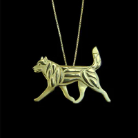 Nrendy cute Siberian Husky with carried up tail dog pendant necklace women statement necklace men animal jewelry