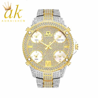 Aokaishen Ice Out 2023 Drill Inlaid Fashionable Luminous Multi Time Large Dial Waterproof Men's Watch