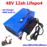 Lifepo4 48V 12Ah Lithium battery pack with 16S BMS for 48V electric bicycle ebike Lithium battery pack scooter